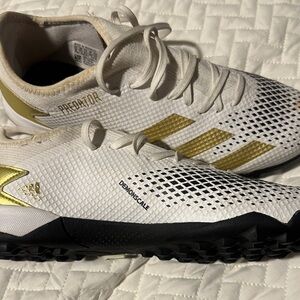 White and Gold Adidas 20.3 Predator Soccer Shoes